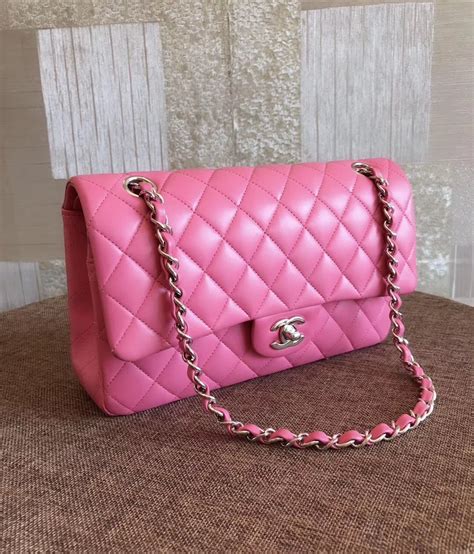 CHANEL Patent Quilted Medium Double Flap Light Pink